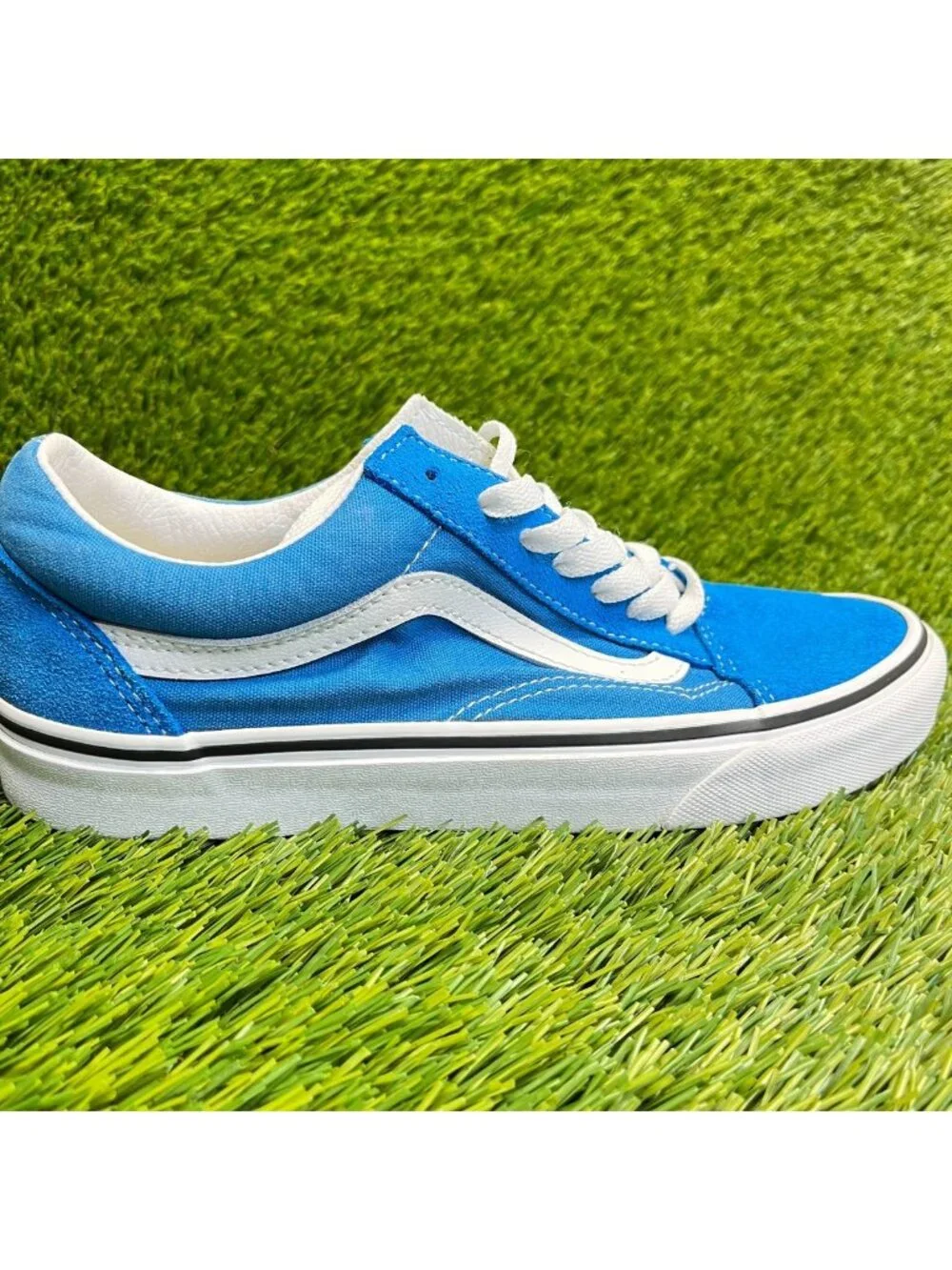 Vans Old Skool Womens Size 7.5 Blue White Athletic Skateboard Shoes Sneakers
